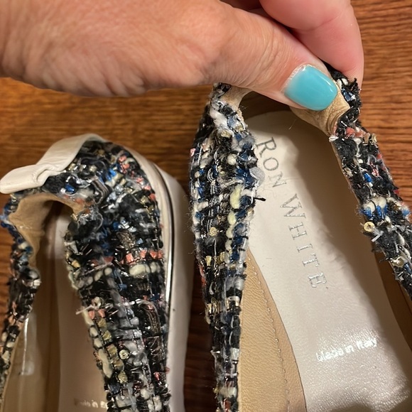 RON WHITE Sha-Nell TWEED boucle SLIP ON SNEAKER CUSHIONED COMFORT 37 1/2 - Picture 6 of 16